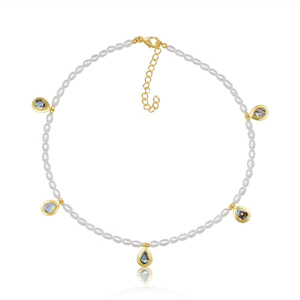 Sea drop necklace with freshwater pearls & Abalone