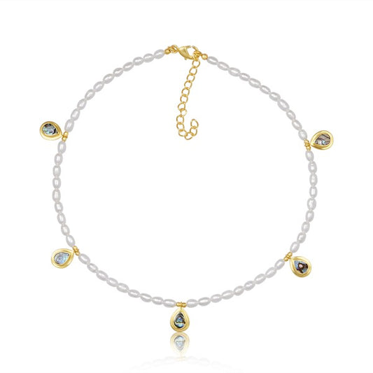 Sea drop necklace with freshwater pearls & Abalone