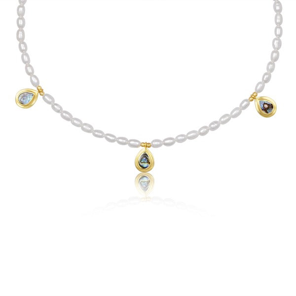Sea drop necklace with freshwater pearls & Abalone